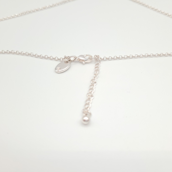 Long Silver Chain Necklace with Crystal Ball Pendant - Picture 8 of 8